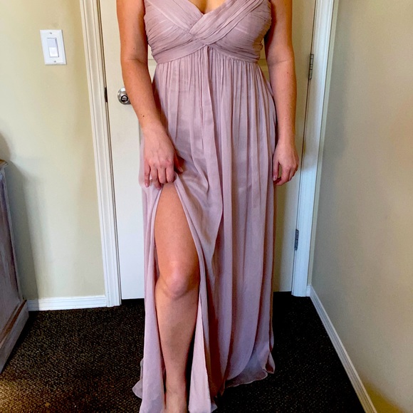 Prom/Wedding - Long Light Taupe/Mauve Spaghetti Strap Dress - Size M - minuet - Picture 2 of 6